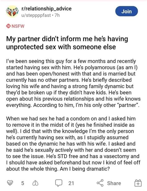 don't come inside of me|My boyfriend and I started having unprotected sex, but later he .